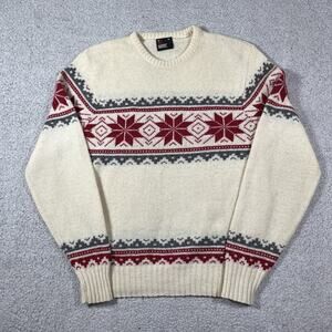 Robert Bruce Sweater Mens M Wool Crewnneck Fair Isle Christmas Made USA